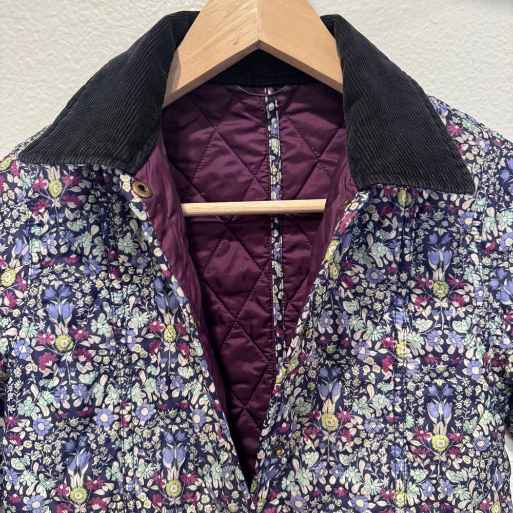 Barbour Girls Purple Floral Quilted Daisy Liddesdale Jacket size L 10/11 - Picture 3 of 7